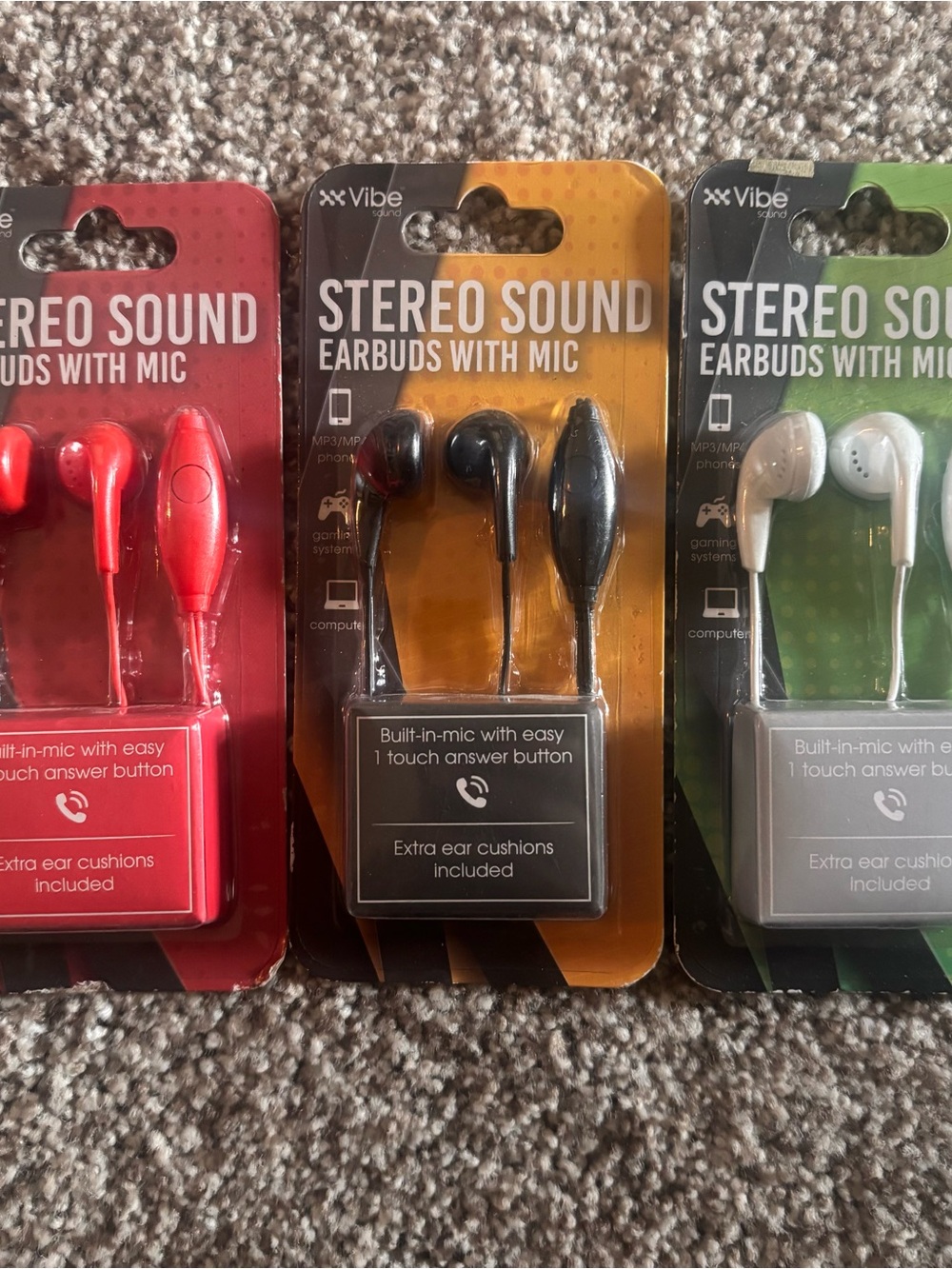 3 Vibe Stereo Sound Earbuds with Mic